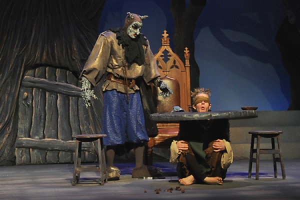 Roberto Ercoli as the ogre and David Jackson as the table slave in the University Players production of “Sleeping Beauty.”