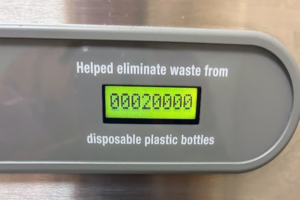 digital counter showing 20,000 bottles saved