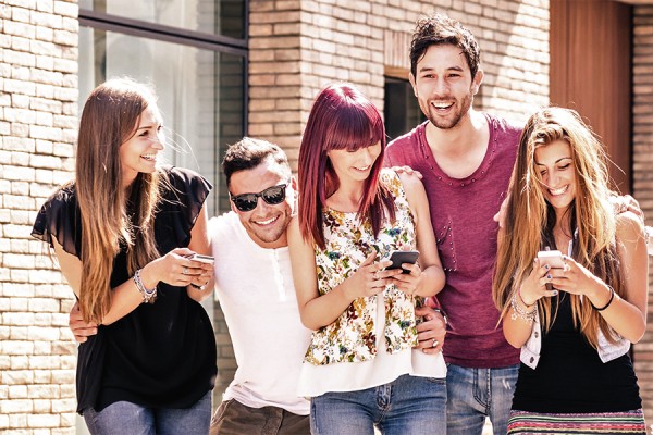 students having fun on downtown streets