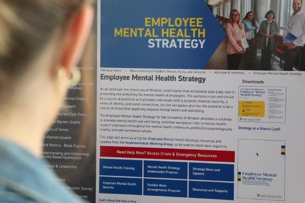 woman looking at mental health resources on computer