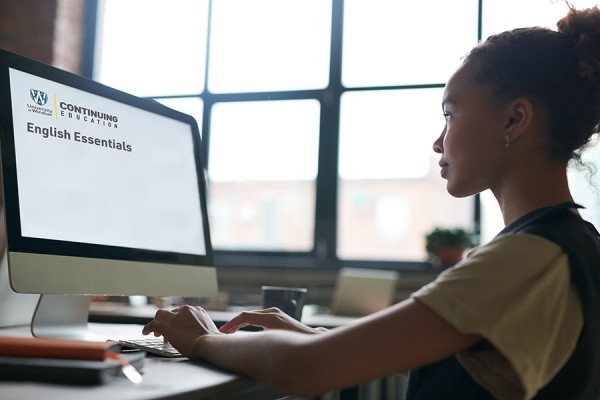 woman working on computer