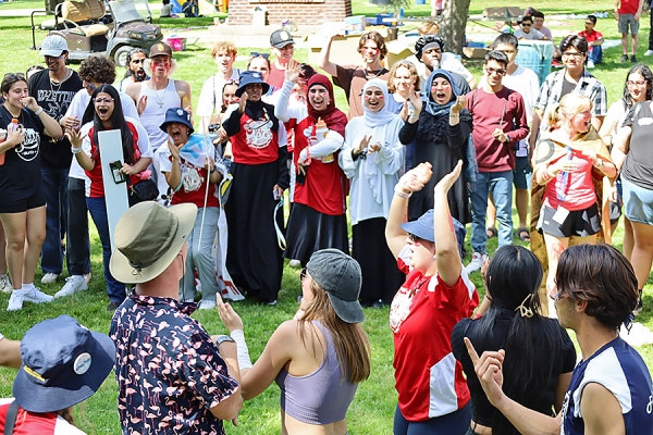 students enjoying outdoor social event