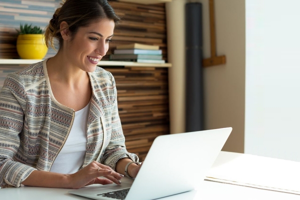 student working at computer