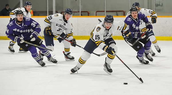 hockey players skating