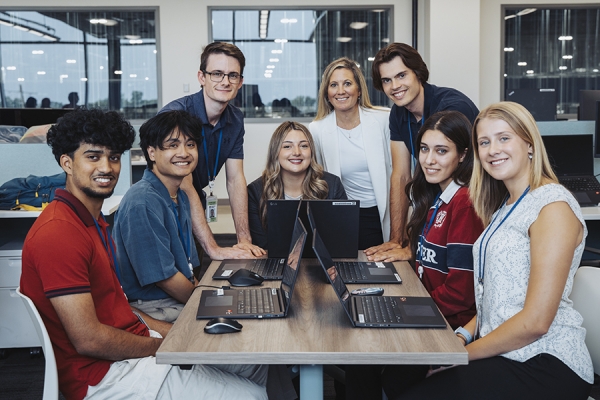 engineering co-op students with employer supervisor