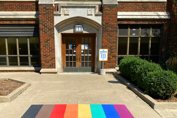 rainbow walkway outside Dillon Hall