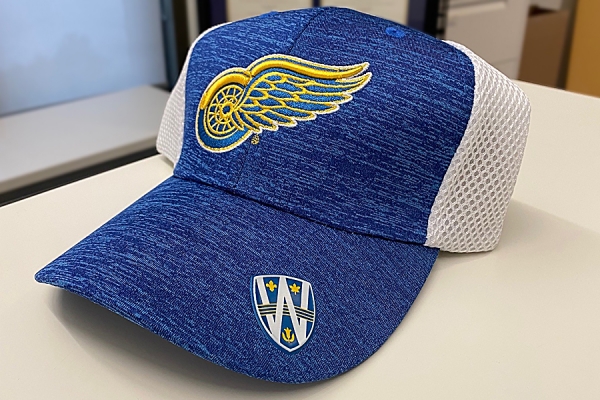 blue red wings hat