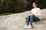 Student sitting on steps