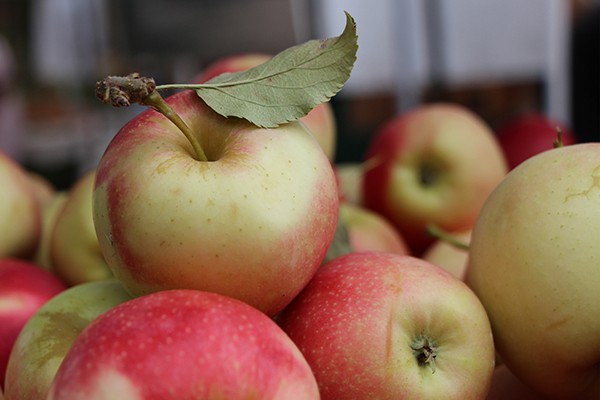 apples piled for sale