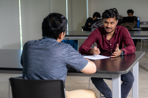 students conducting mock job interview