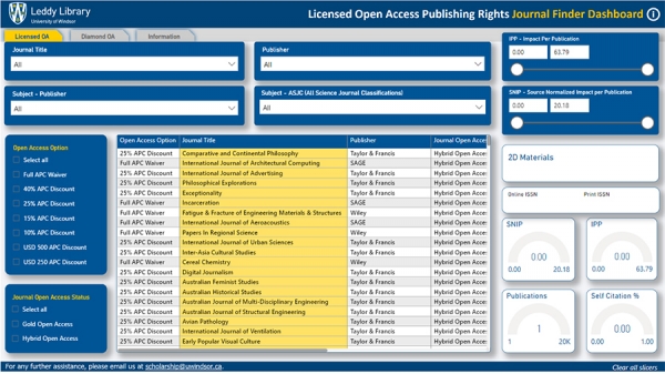 computer screen displaying open access tool