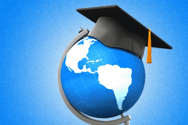 Globe wearing academic mortarboard