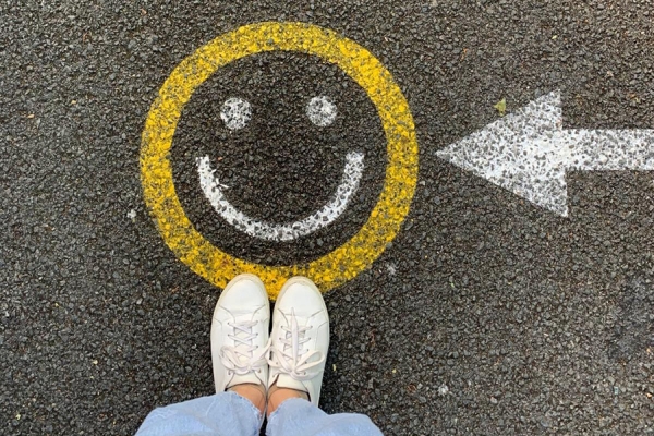 smiley face drawn in chalk