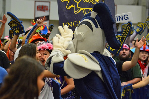 Winston high-fives new students