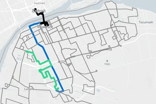 Map of Transit Windsor bus routes