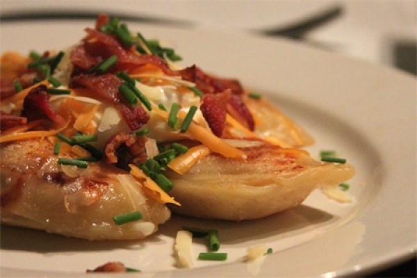 perogies with bacon and sour cream