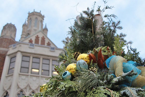 planter in front of Dillon Hall