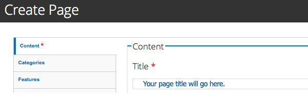 Create page, Title field