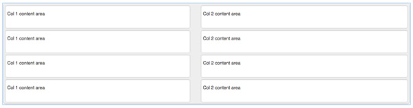 Grid content area generated by the Crete a Grid feature.