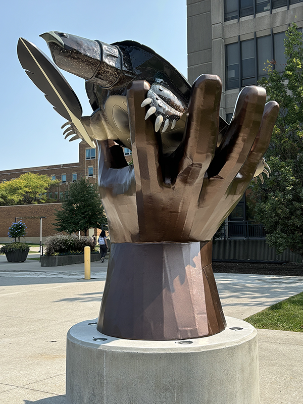 Photo of The Big Turtle sculpture located at the River Commons along Turtle Island Walk