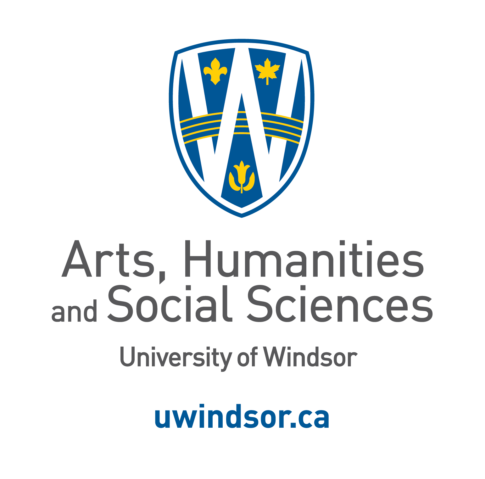 University of Windsor blue and yellow shield with the text Arts, Humanities and Social Sciences, University of Windsor underneath