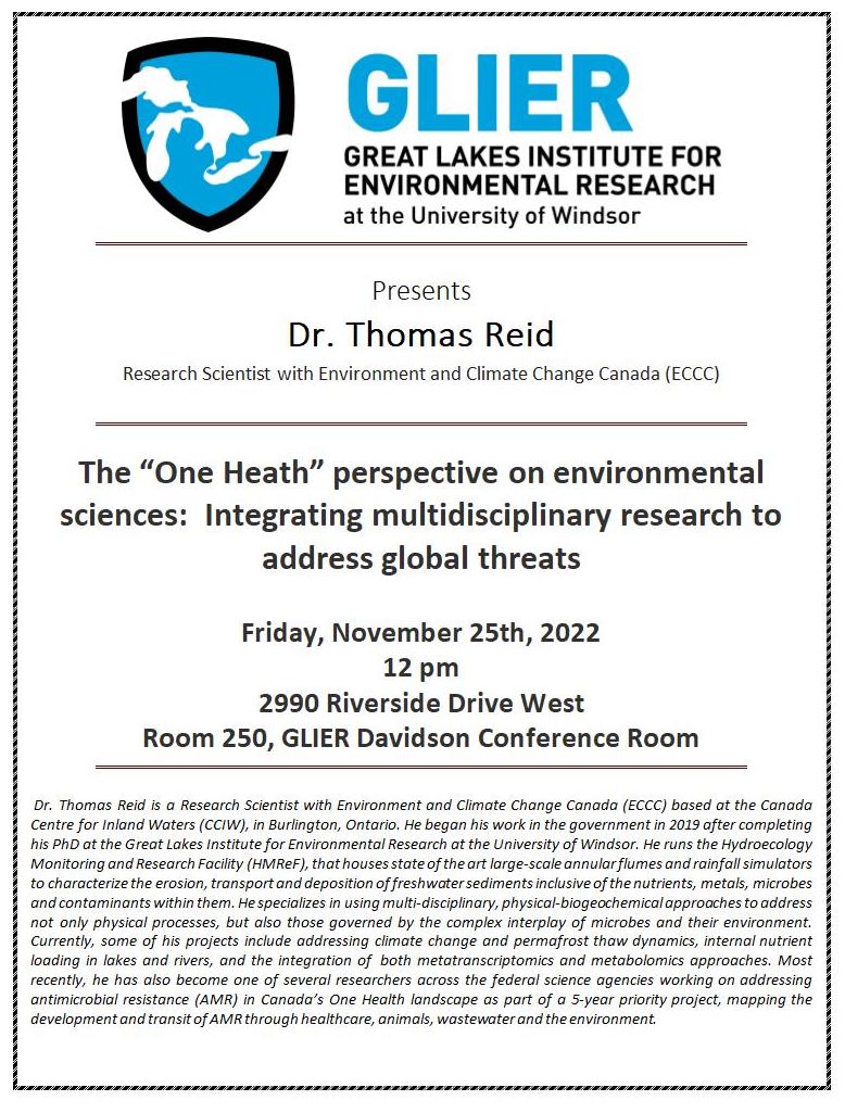 Poster for GLIER seminar by Dr. Thomas Reid