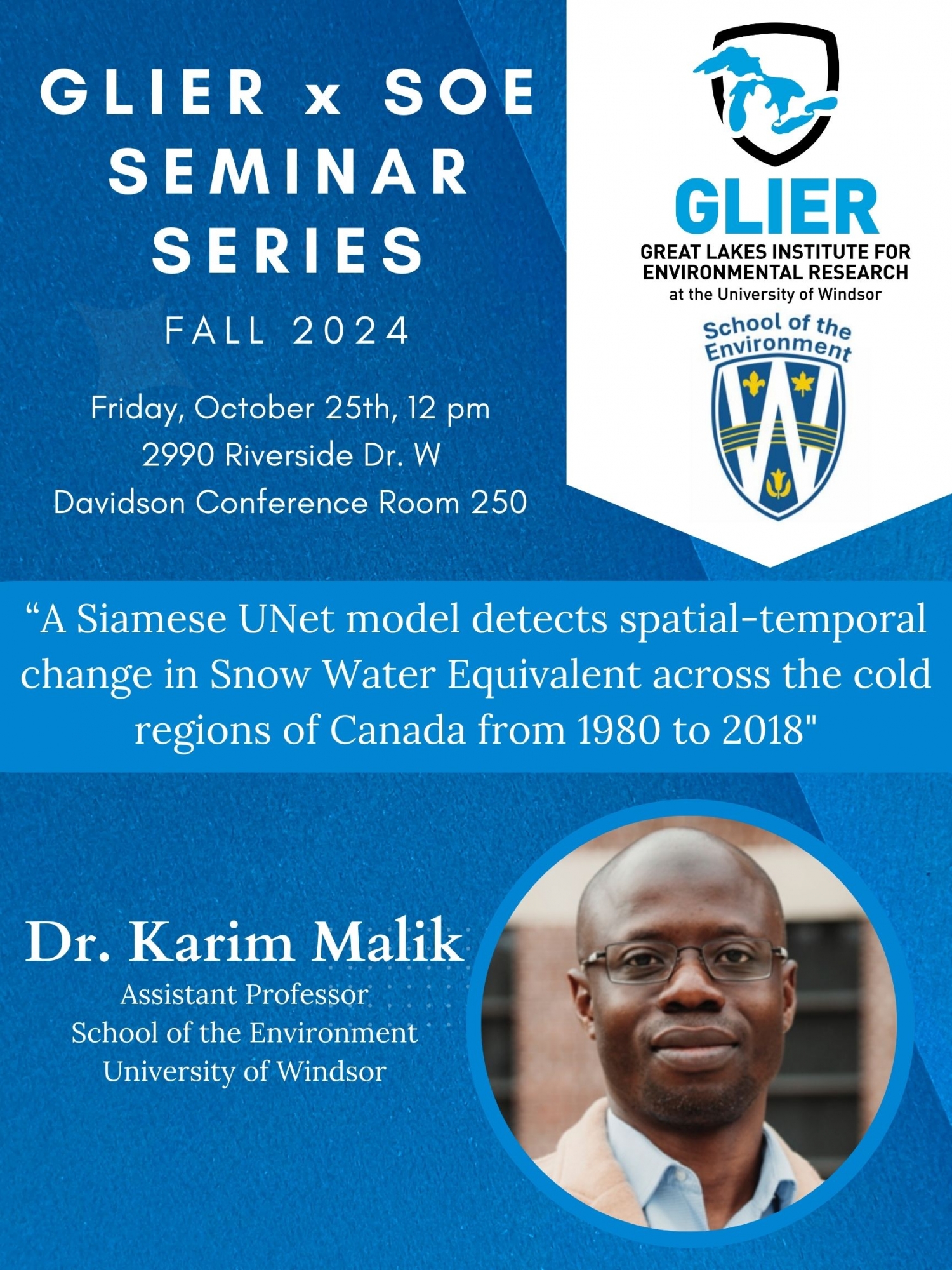 Poster for GLIER seminar by Karim Malik