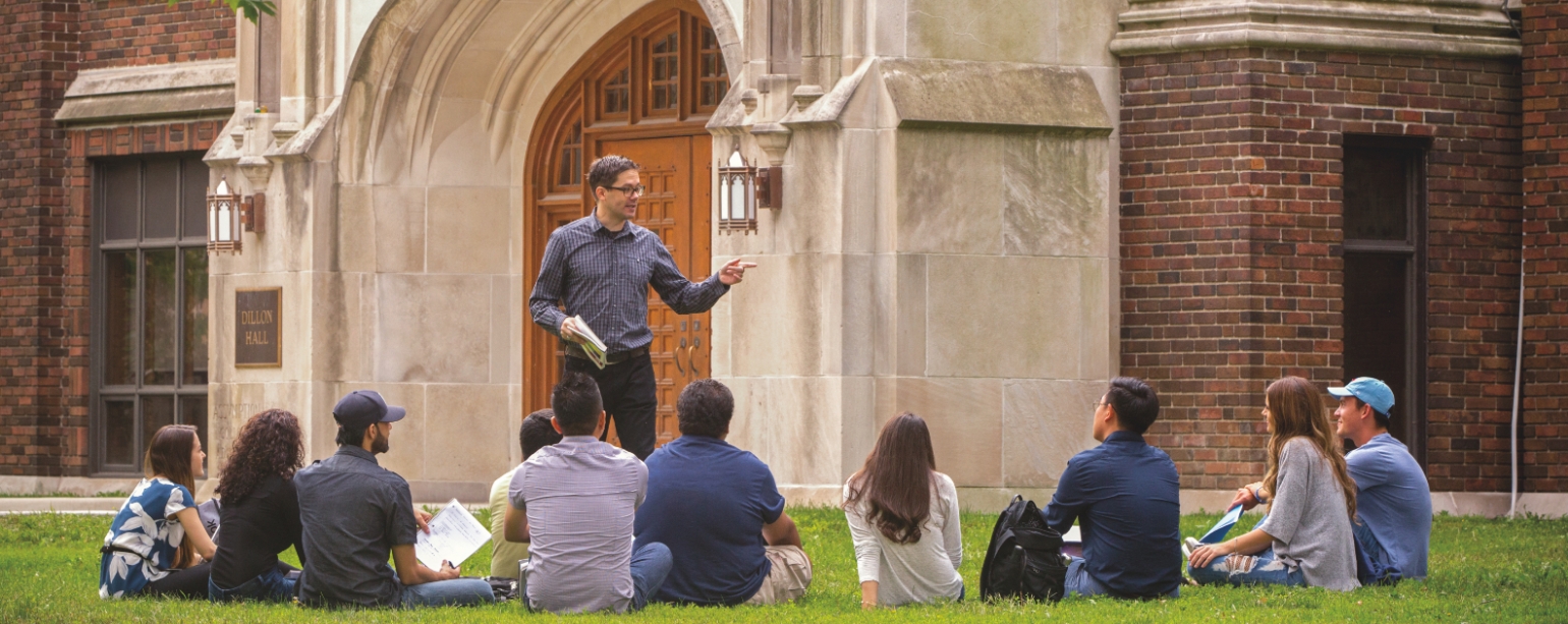 Class on lawn