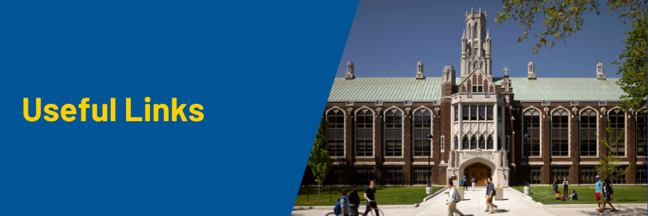 Useful Links banner with Dillon Hall building