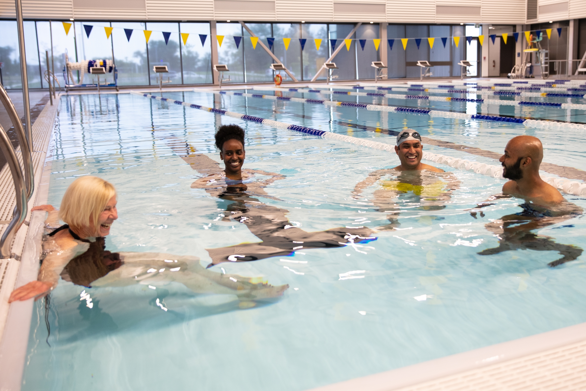 Swimmers relaxing in the pool