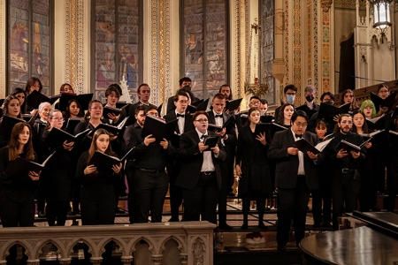 University Singers performing in Assumption Church, Dec. 2022