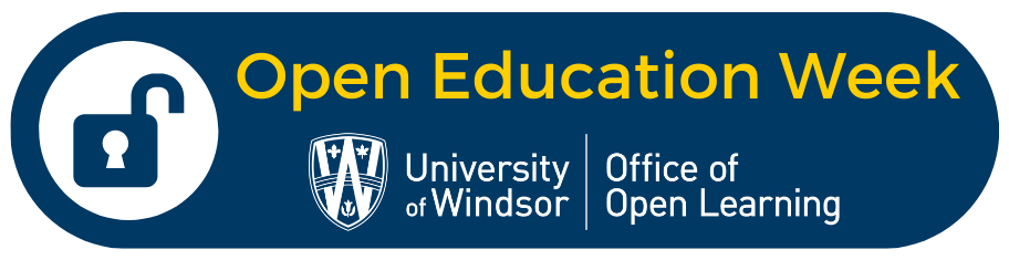 Open Education Week, University of Windsor, Office of Open Learning, image of open lock to the right