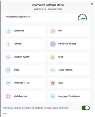 Alternate formats available from Panorama. They include source file, PDF, text file, immersive reader, gradient reader, EPUB, Braille, audio podcast, enhanced HTML, OCR, math formats, and language translations.