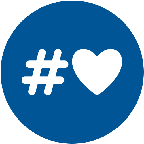 A hashtag and heart representing social media