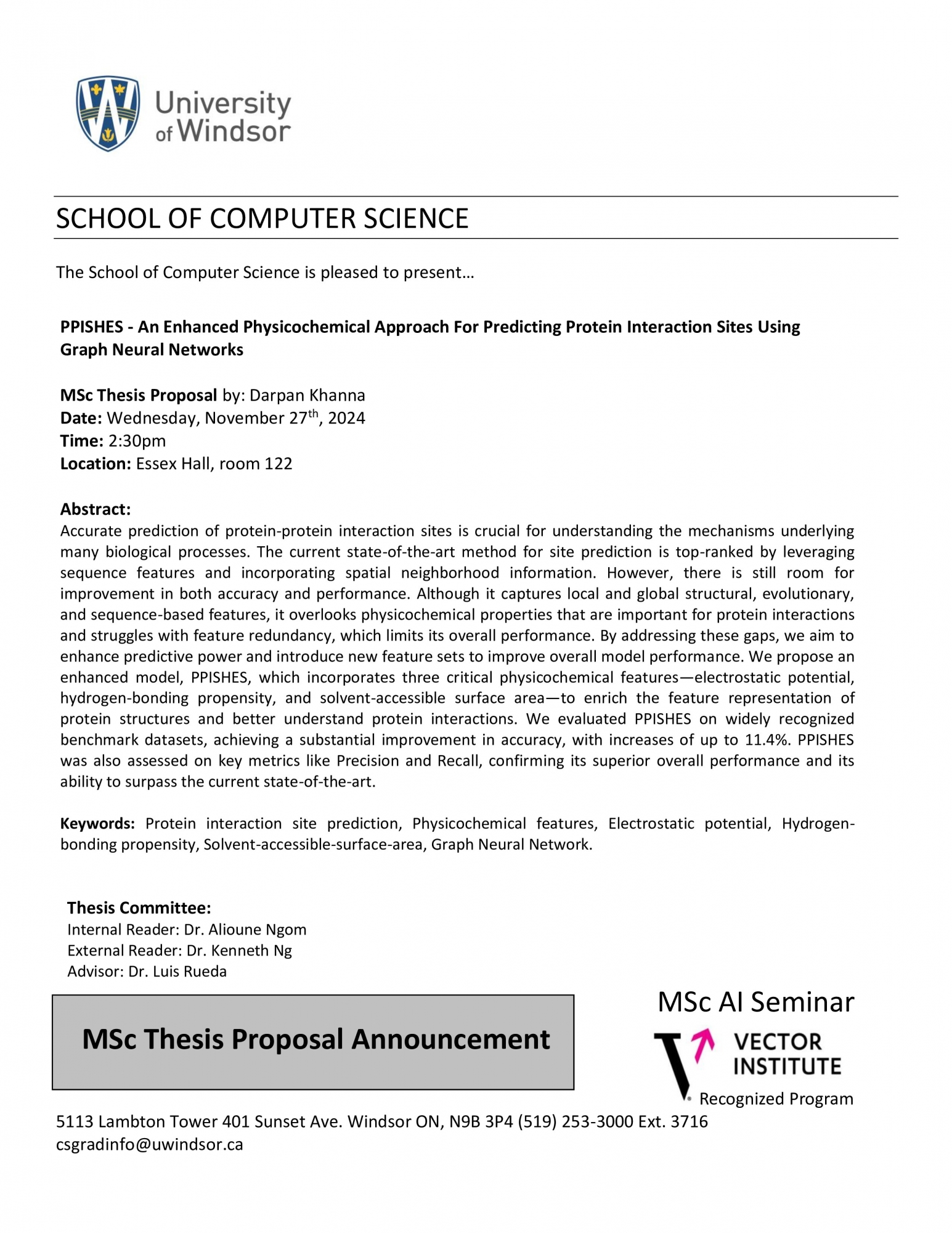 MSc Thesis Proposal by: Darpan Khanna