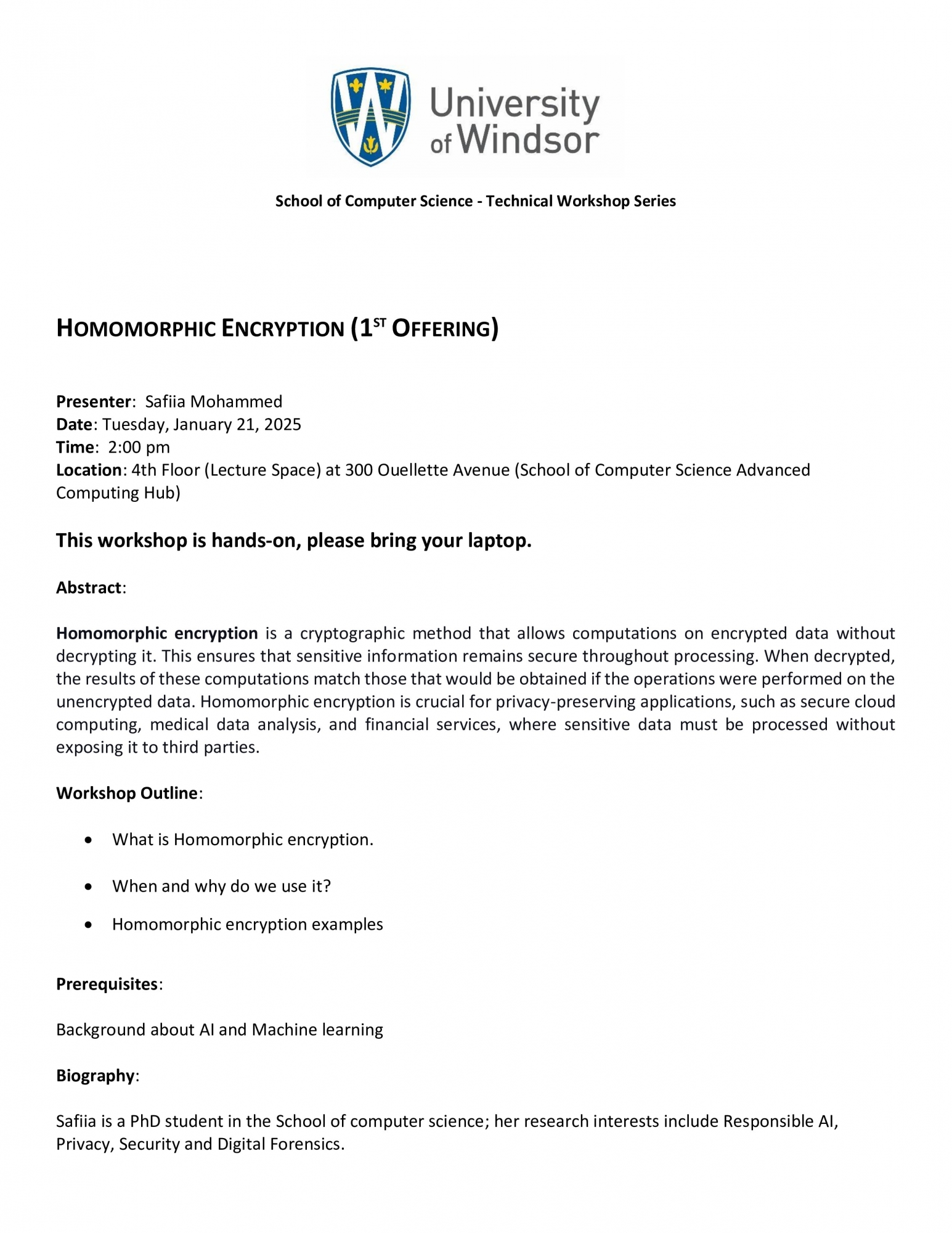 Technical Workshop - Homomorphic Encryption (1st Offering) by: Safiia Mohammed