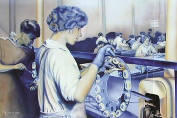 artwork women in factory