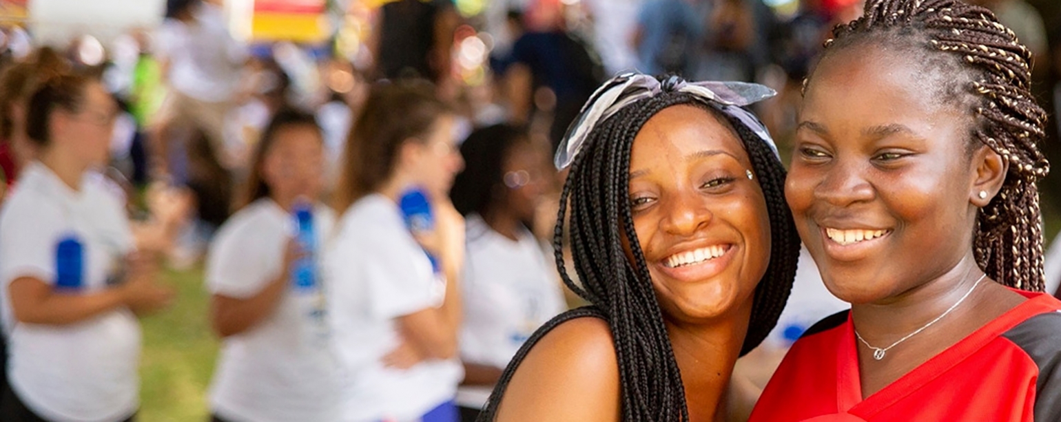 students smiling during orientation activities