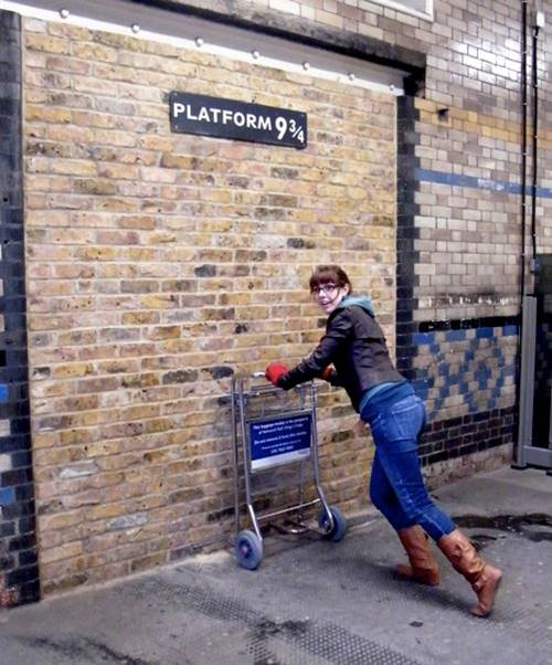 Exchange student at Kings Cross at Platform 9 3/4