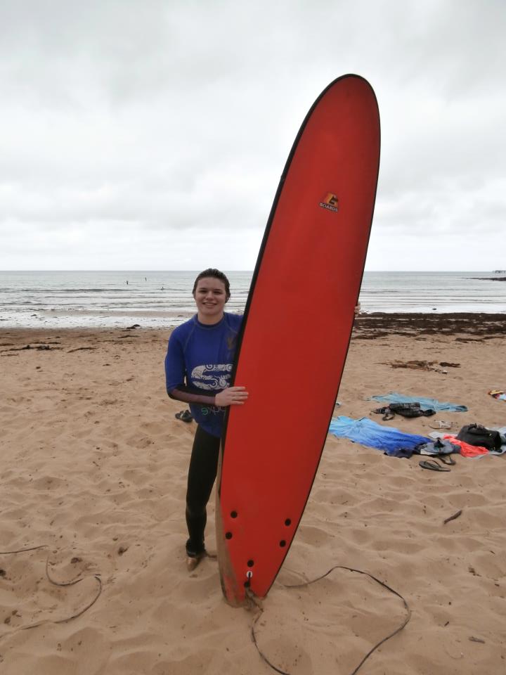 Kelsey learning to surf