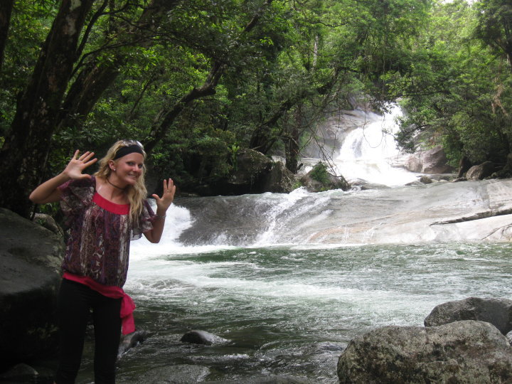 Michelle at a waterfall in Australia 