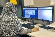 Female student at computer