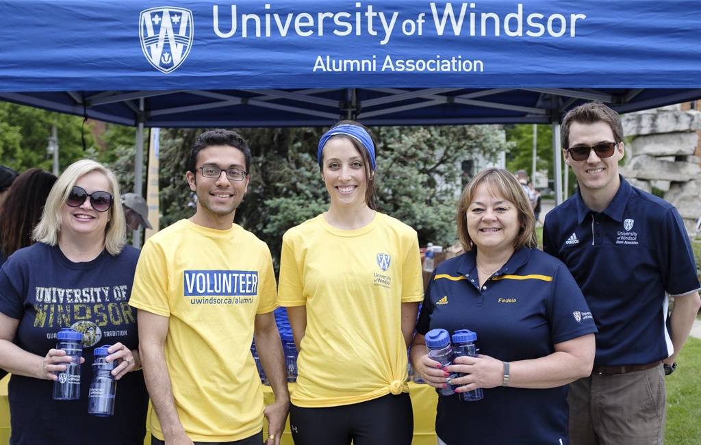 Patti Lauzon BA ’07, Director of Alumni Affairs & Donor Communications, Deep Gandhi, Jessica Janisse BScN ’12, Fedela Falkner, Rob Janisse BA ’09