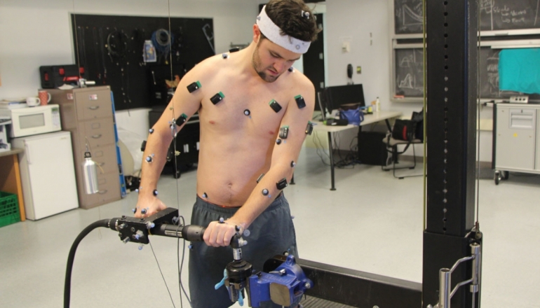 Master’s student Paul Leuty recreates motions for capture by a computer-generated mannequin