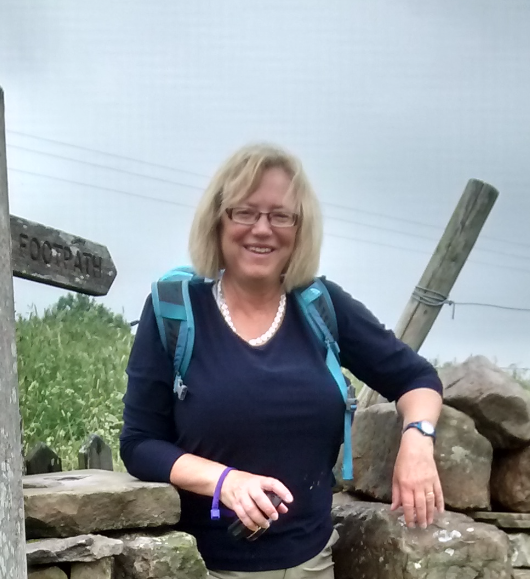 Alumna Anne Daniels is shown hiking in England in 2015. 