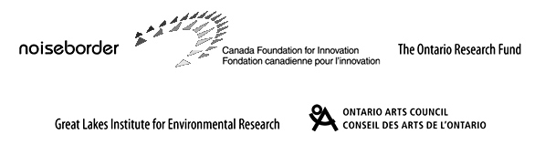 logos for noiseborder, canada foundation for innovation, ontario research fund, great lakes institute for environmental research, ontario arts council