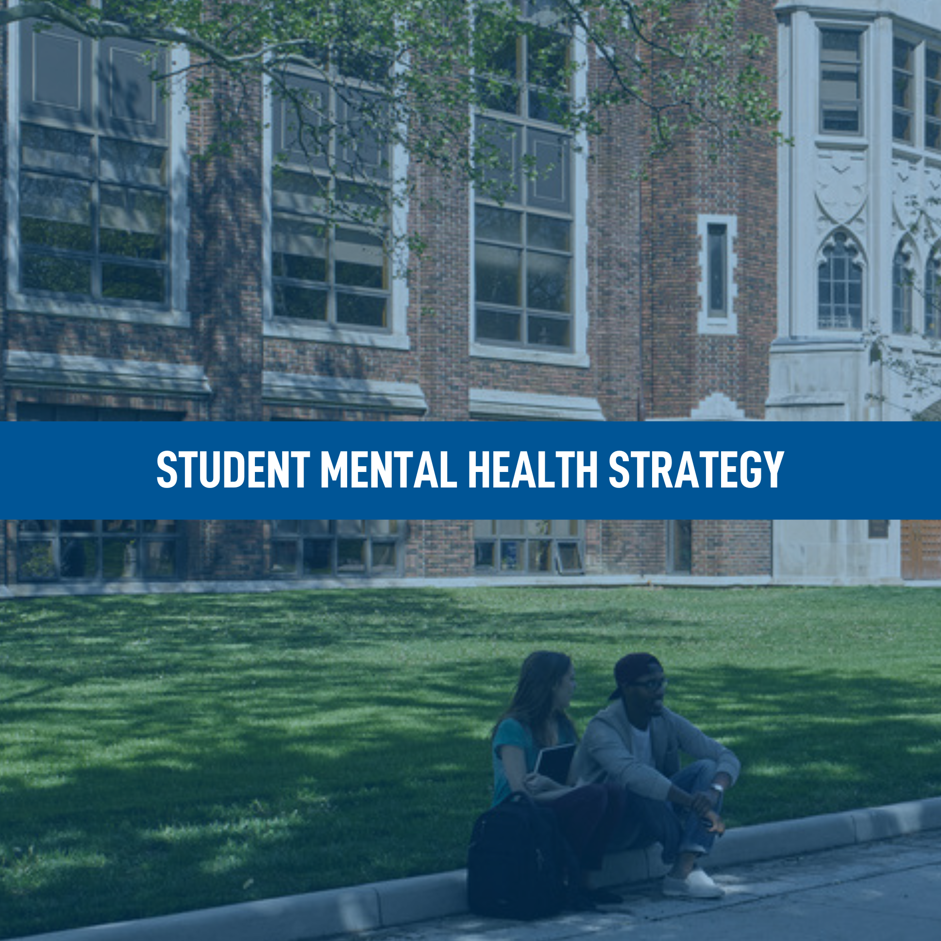 Photo of Dillon Hall with the words: Student Mental Health Strategy