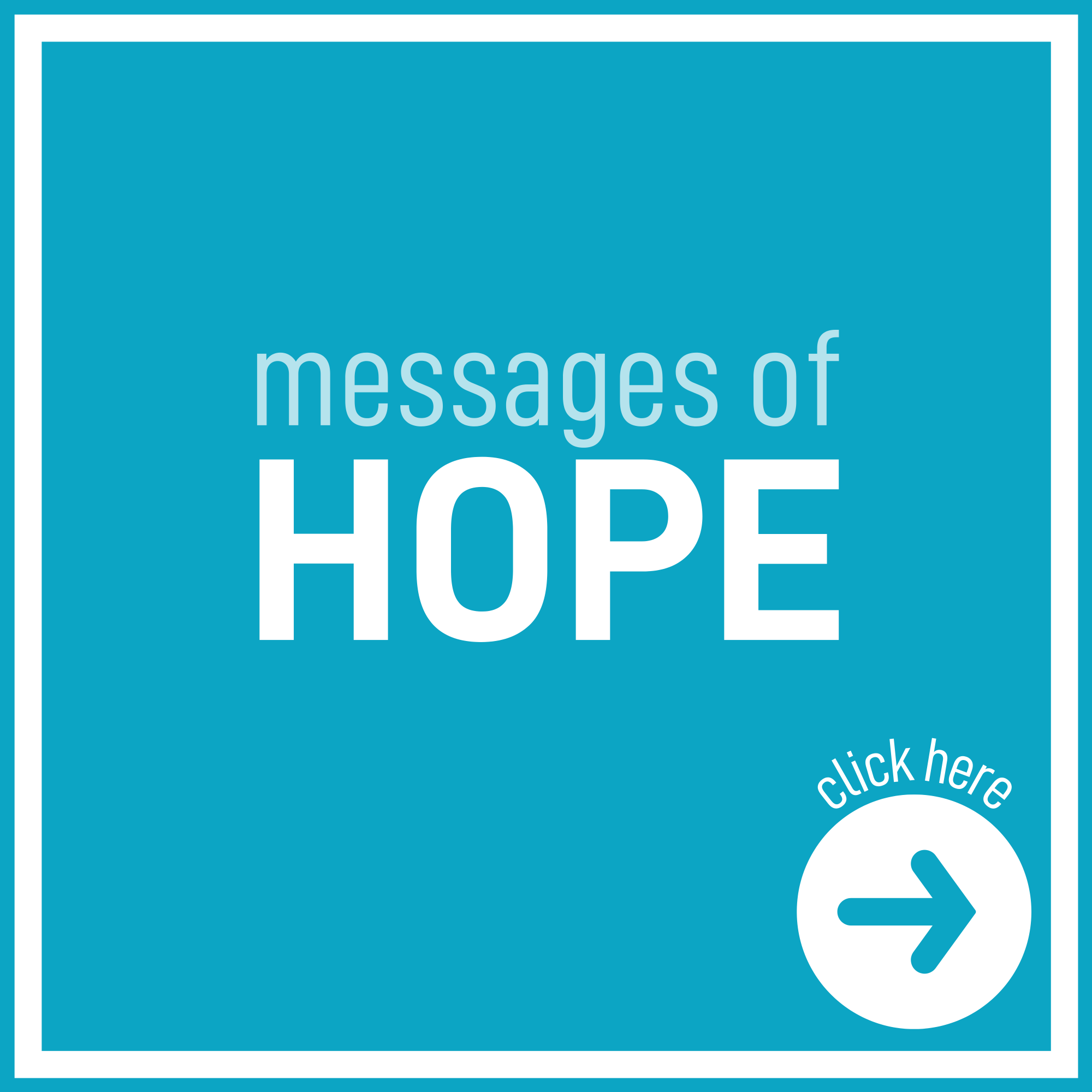 Blue square with white text that says "Messages of Hope"