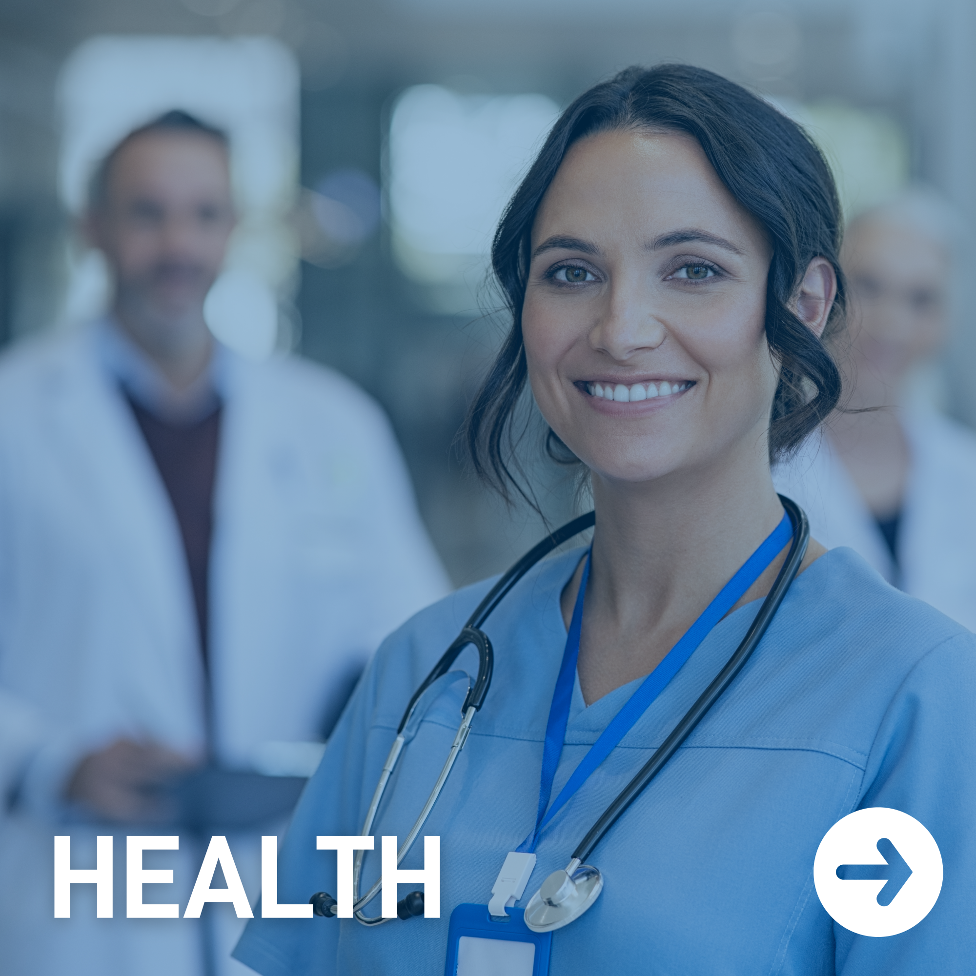 an image of two doctors with the text "Health" written on top of the image.