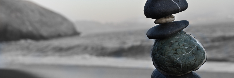 Stones piled on beach